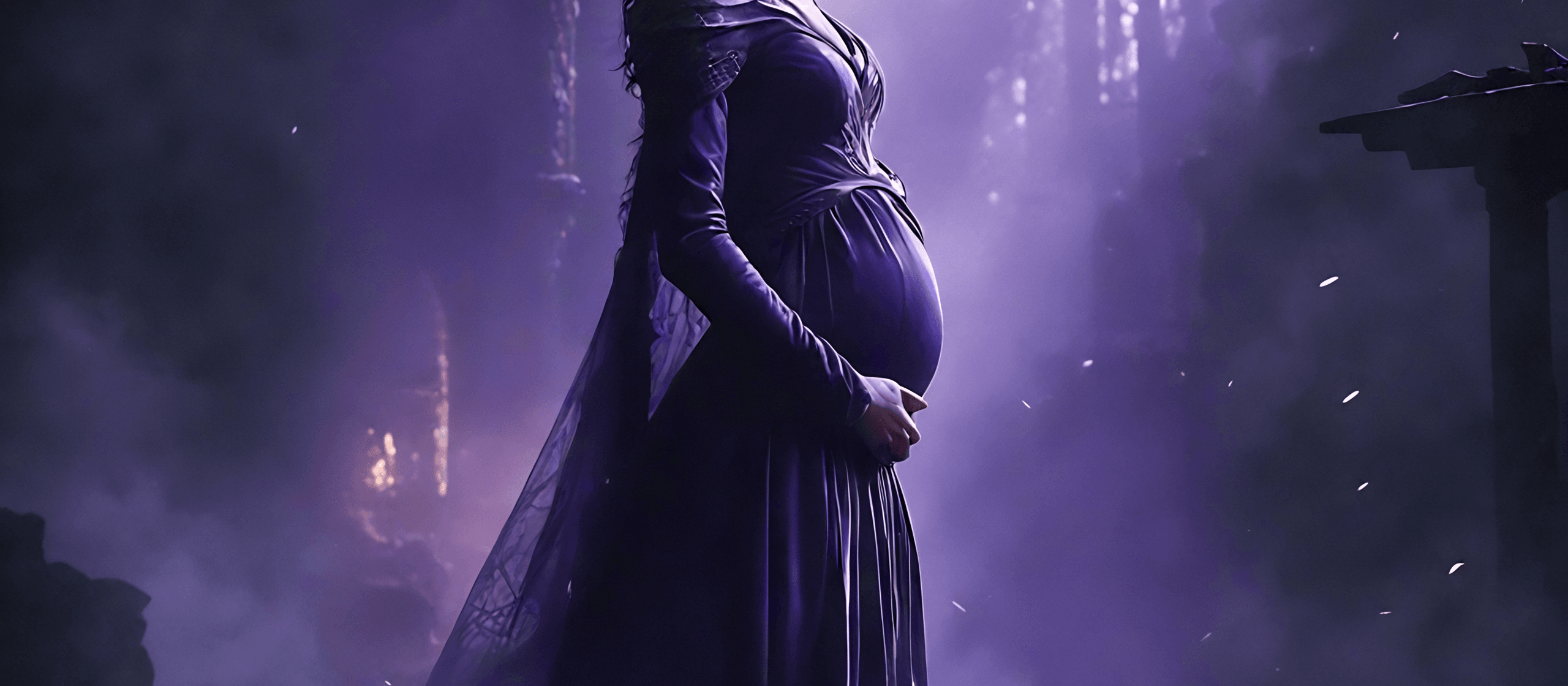 A queen in dark armor before a besieged castle — artwork from the Fallen Hearts series