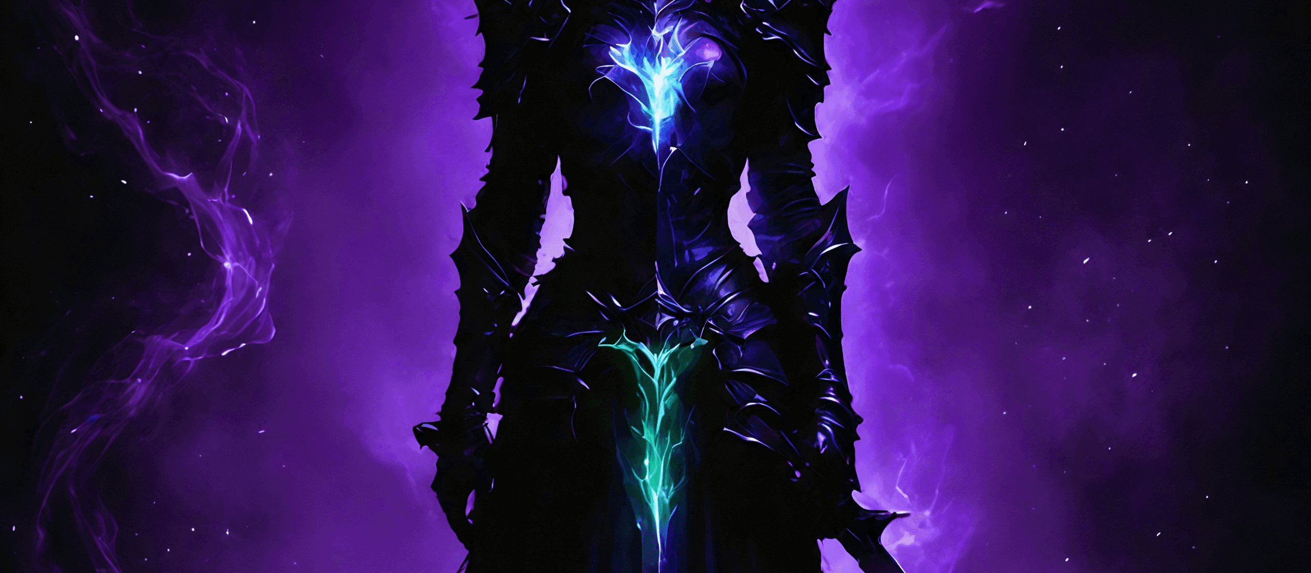 A hooded figure wreathed in green light — fantasy artwork from the Fallen Hearts series